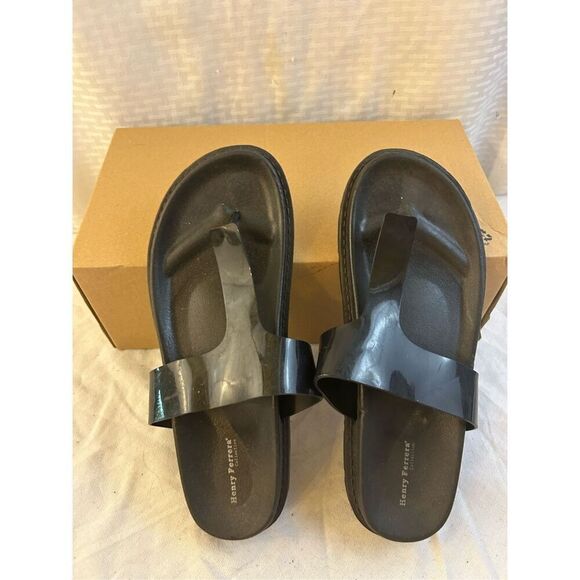 Henry Ferrera black thong sandals size 10 - Picture 2 of 6
